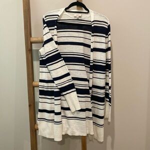 Loft light weight navy and white stripe cardigan